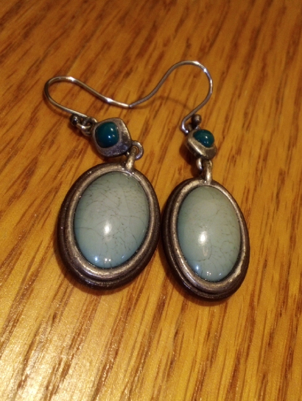 Vintage Turquoise Oval Drop Earrings - Women Jewelry